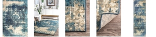 nuLoom Traces Vintage-Inspired Lindsy Distressed Blue 3' x 5' Area Rug